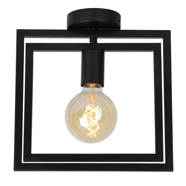 Lucide LUUK - Flush ceiling light - 1xE27 - Black - detail 1